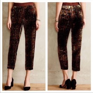 Anthro Elevenses Glasswork Velvet Crops